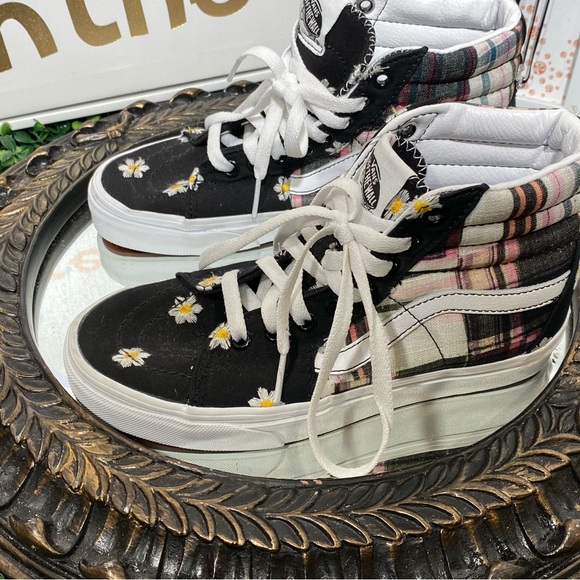 Vans Black and Pink Plaid High-Top Sneakers - Picture 7 of 15